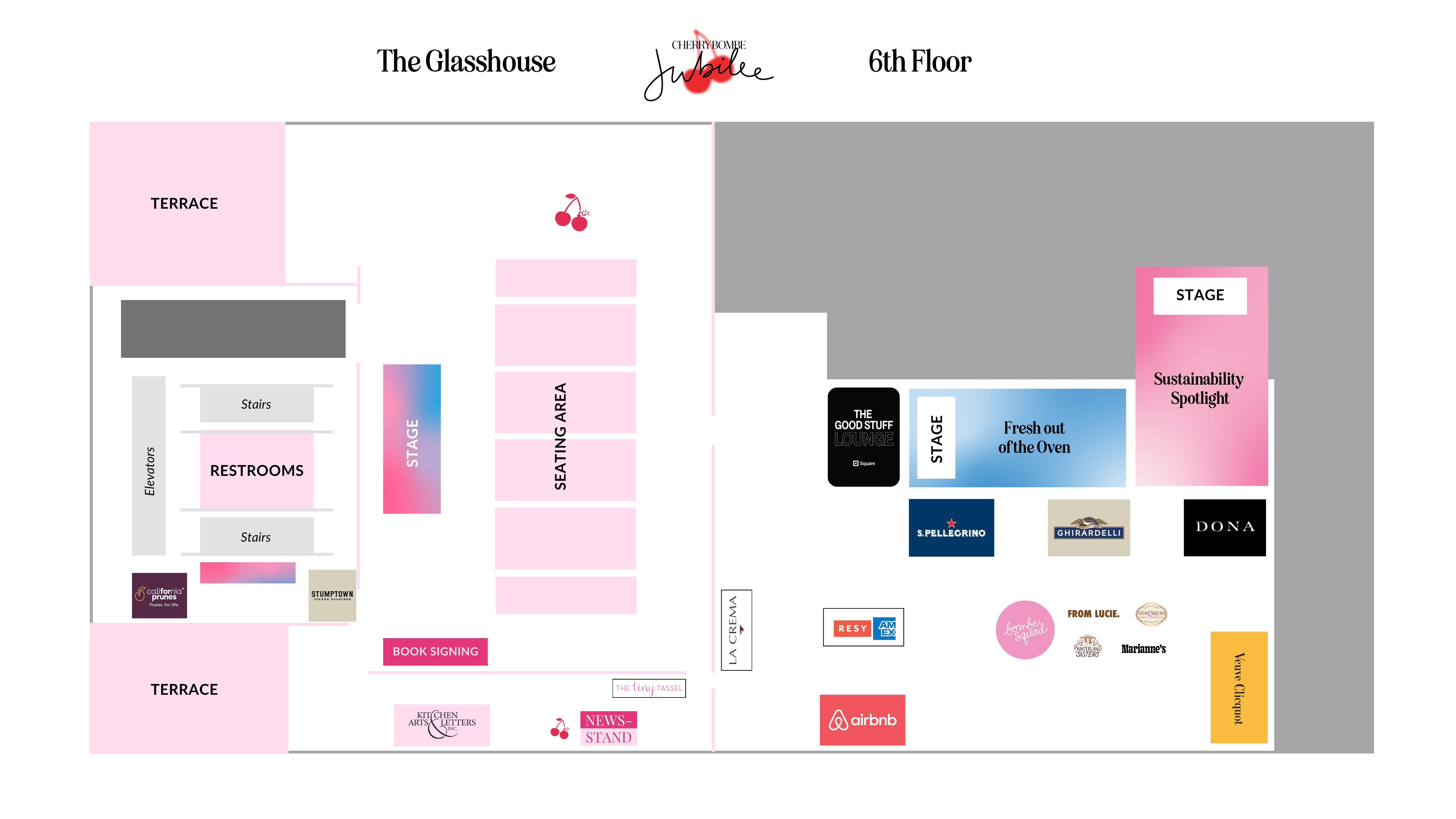 Map layout of a shopping area with various store locations.