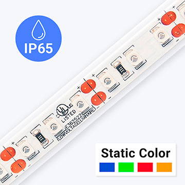 Outdoor Vivid color series LED Strip lights in blue, red, green, and amber