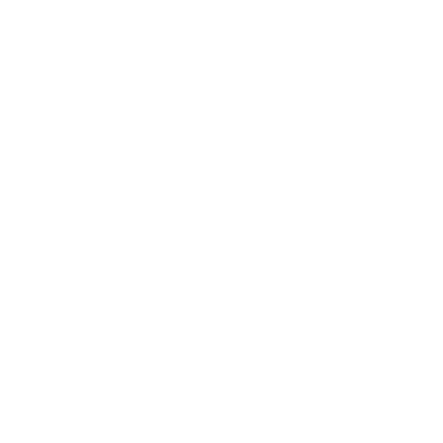 White shopping cart icon on a red background.