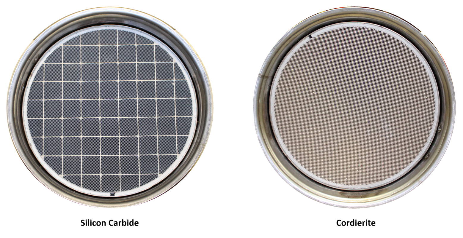 Photographs of silicon carbide DPF and cordierite DPF