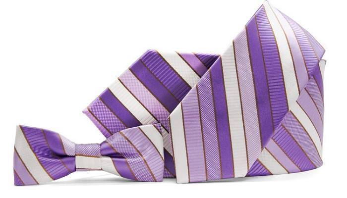 Purple striped neckties and bow ties