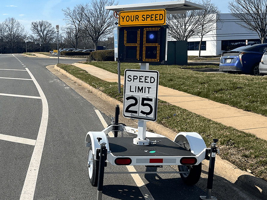 Radar speed sign on a pole mount