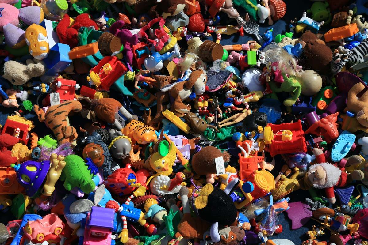 A pile of plastic toys