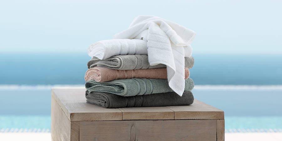 stack of bamboo bath towels