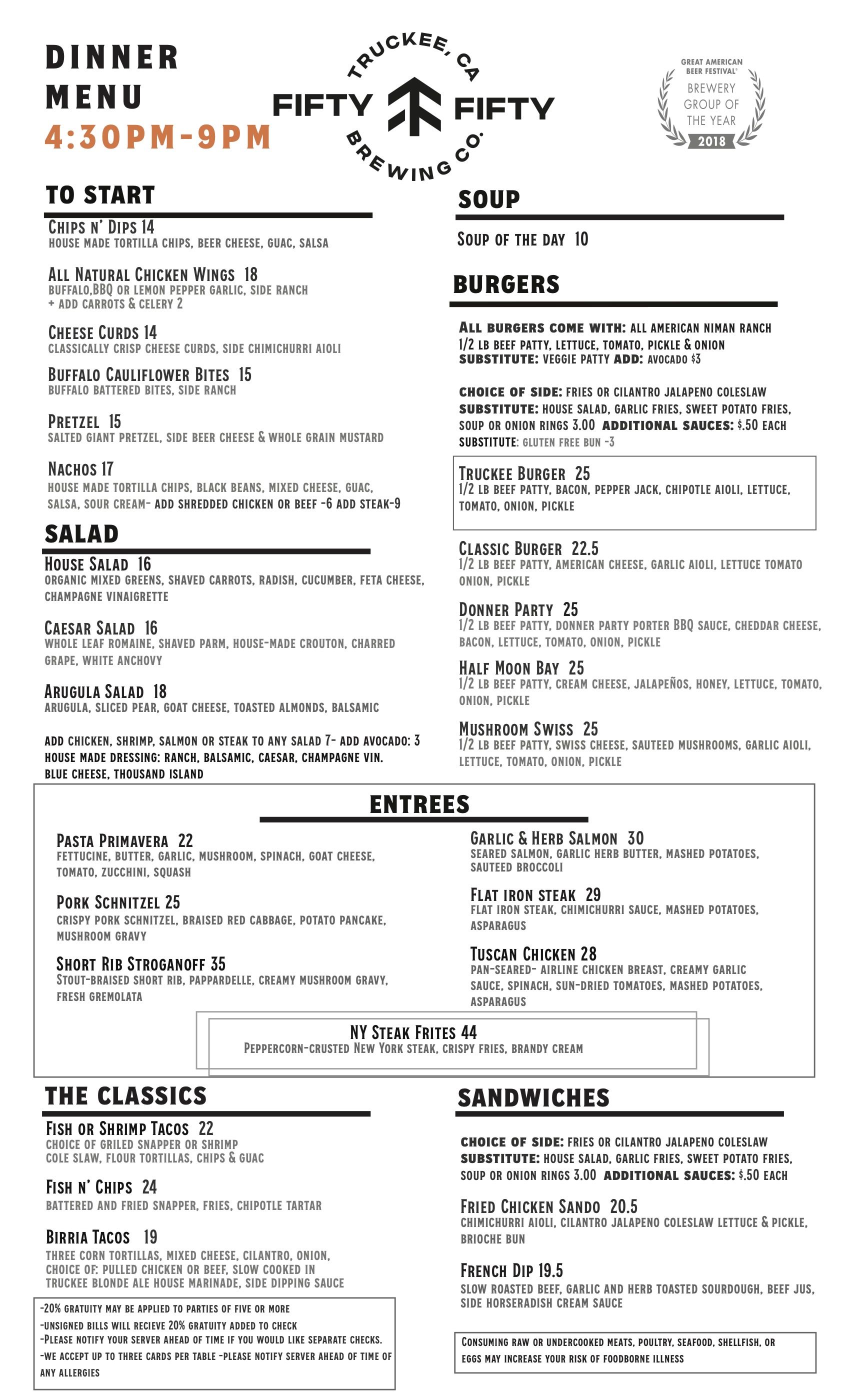 Spring Dinner Menu