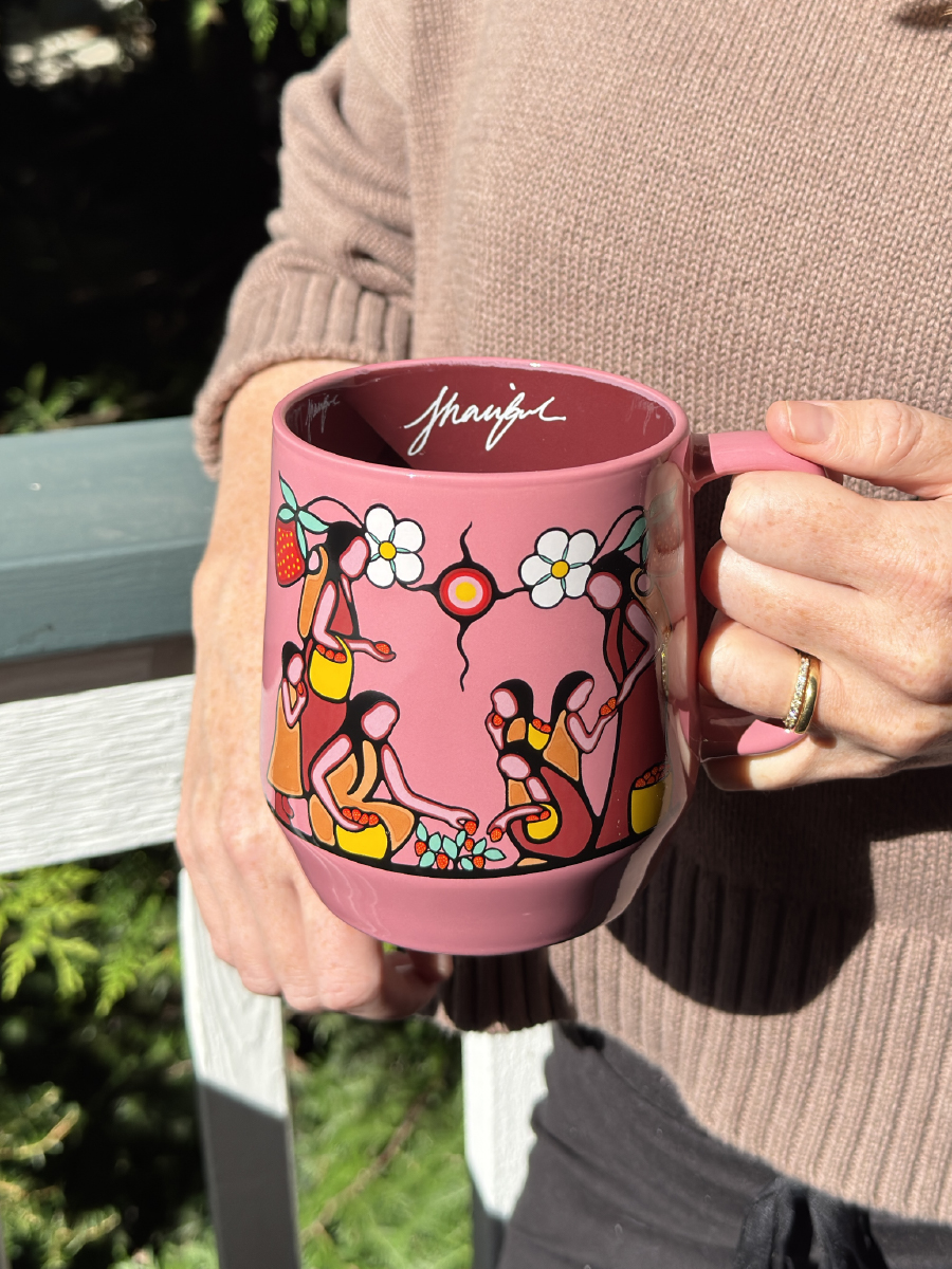 Heart Berry Gatherers Big Ceramic Mug 20oz by Sharifah Marsden, Anishinaabe