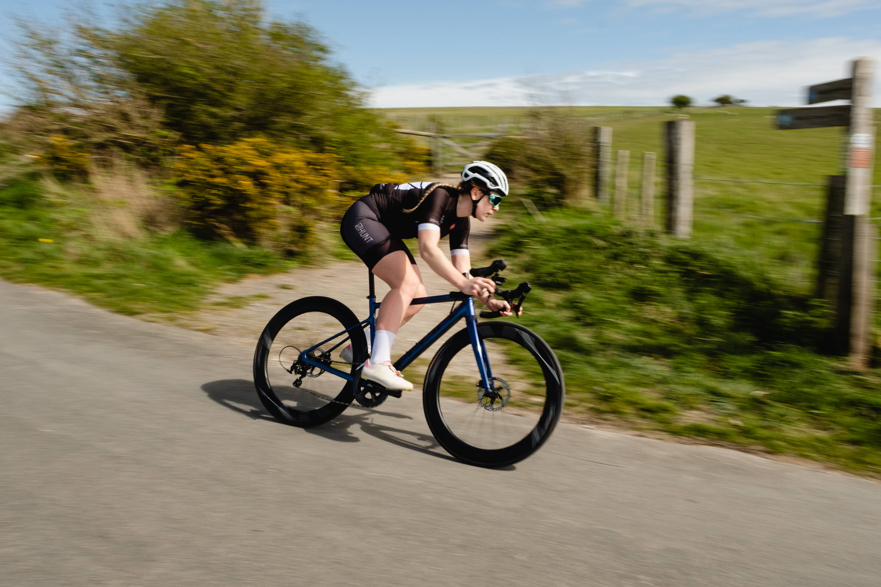 Road cyclist on descent