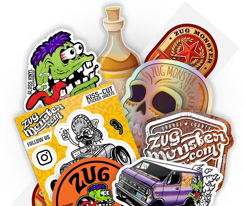 Get your custom stickers and sampler pack at ZUG Monster