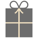 A wrapped gift box with a bow on top.