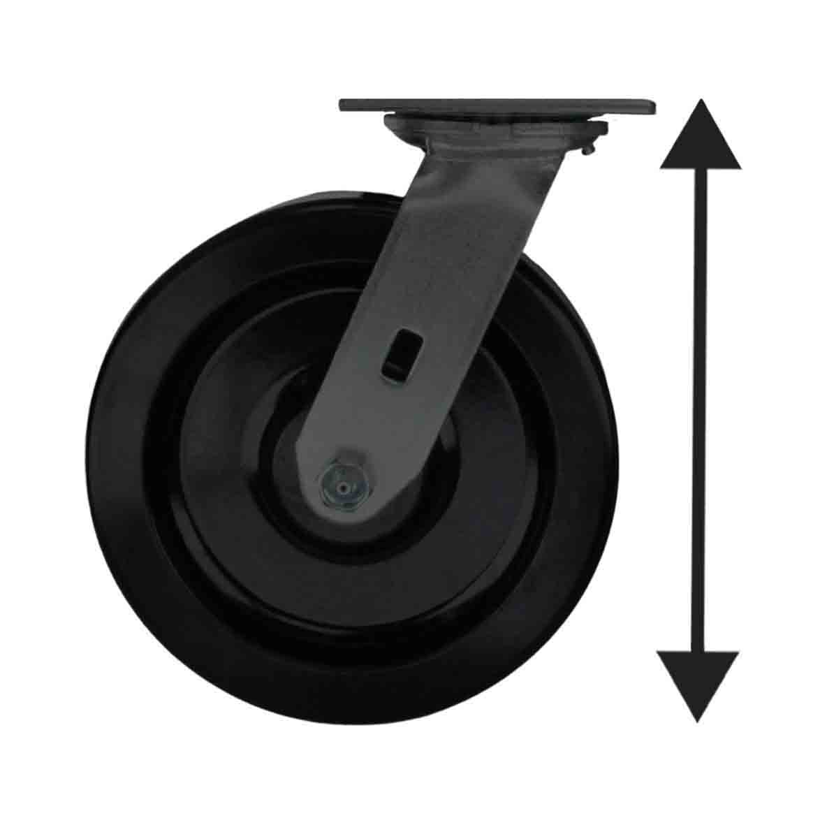 Swivel & rigid plate casters designed for high capacities & demanding applications. An exact height of 9-1/2