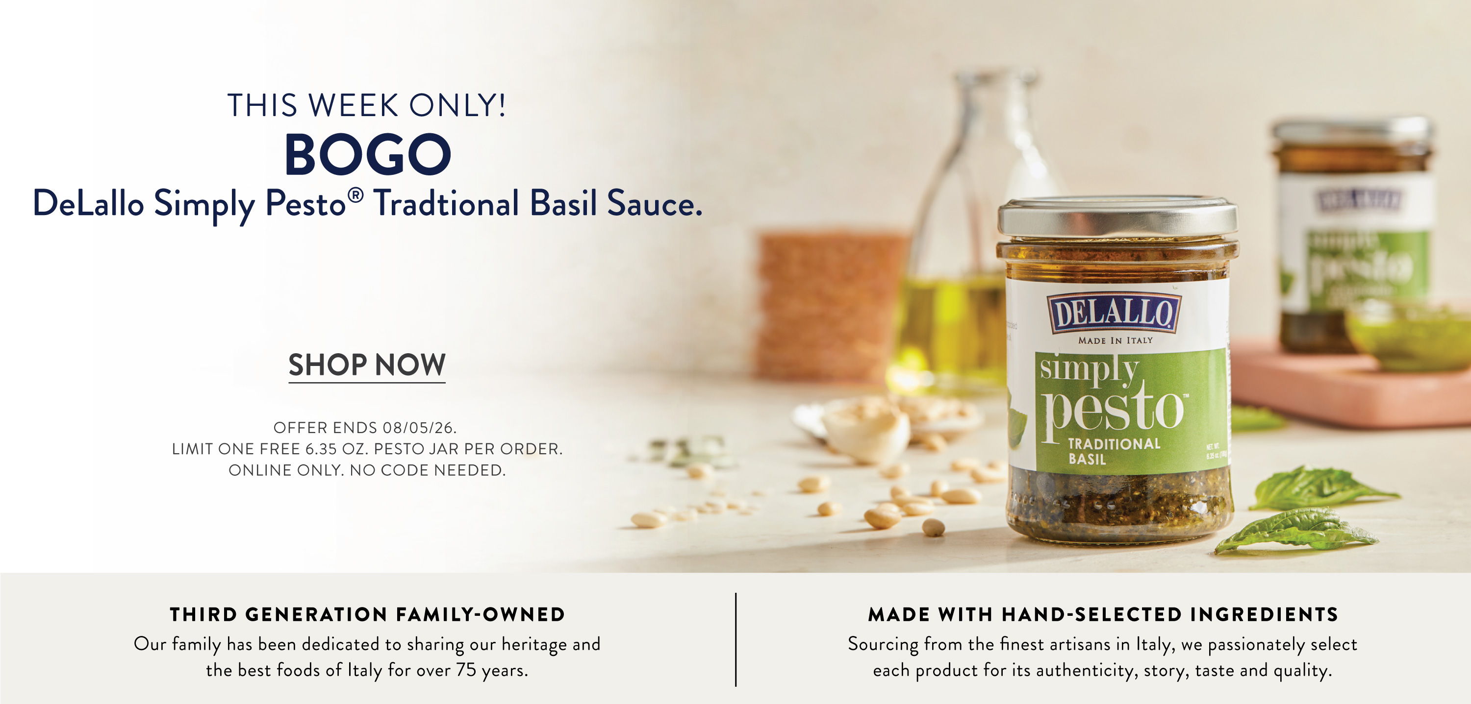 Image promoting BOGO offer for Simply Porter Traditional Basil Sauce jars.