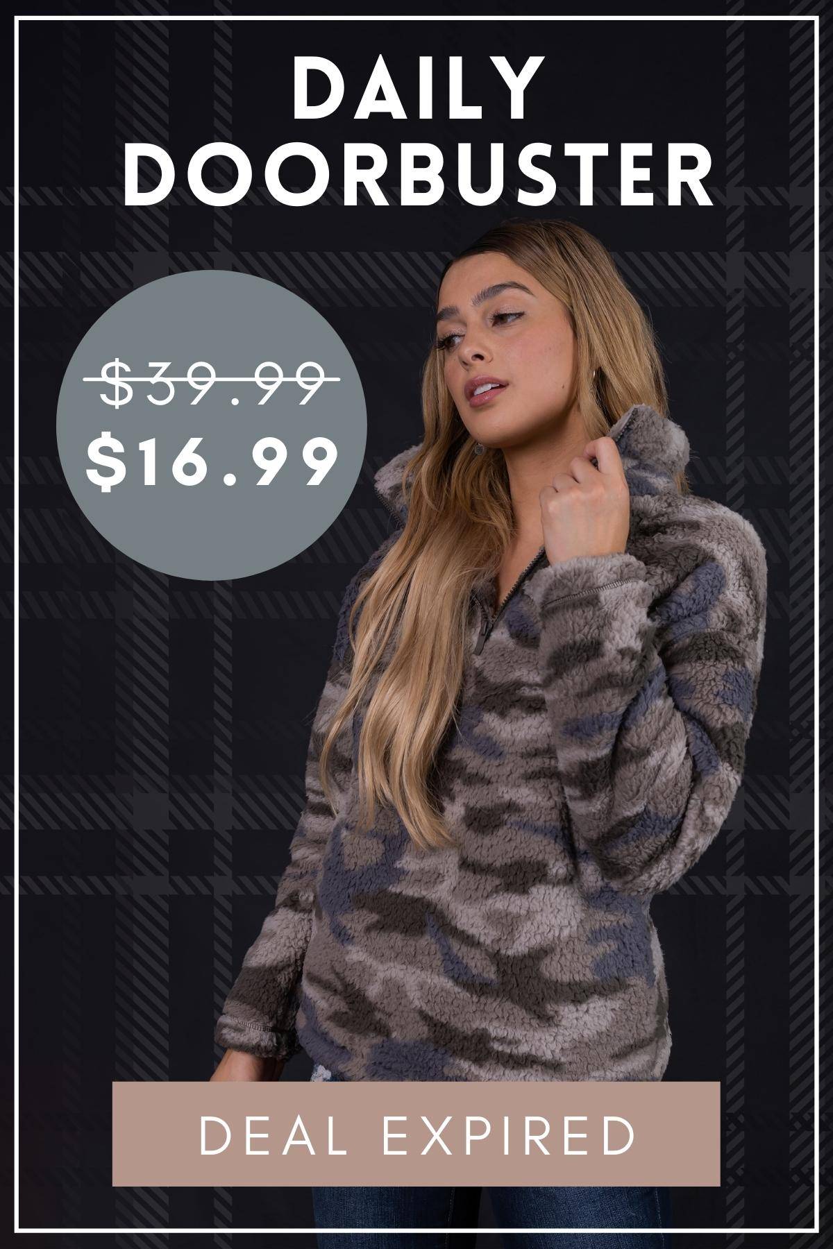 Deal Expired: Stay Warm Camo Sherpa Pullover