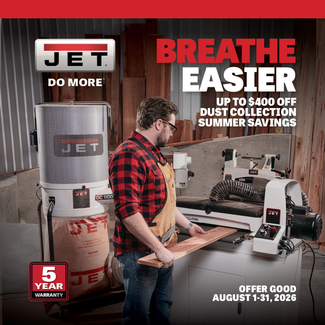 Promotional image for JET tools featuring summer savings and a worker using equipment.