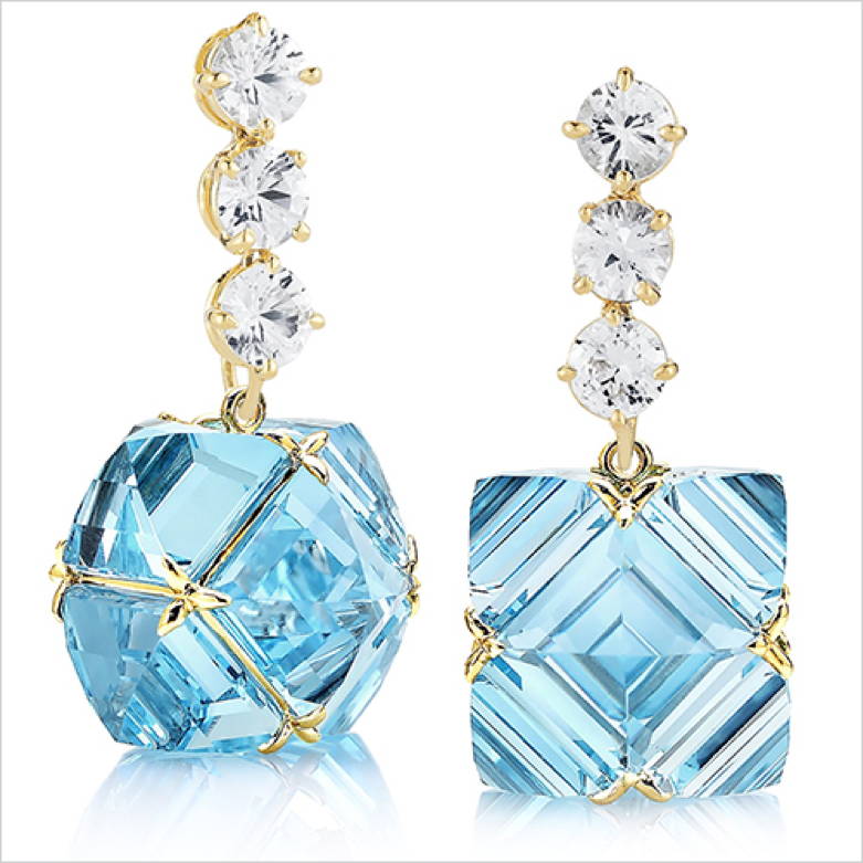 Topaz and White Sapphire Earrings