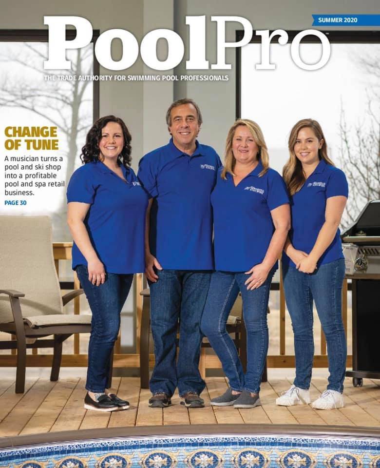 The Sturino Family on the Cover of PoolPro magazine Sumer of 2020. 