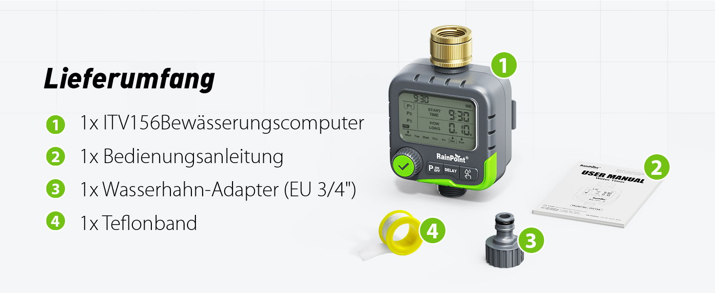 Digital pressure monitor with various adapters and instructions included.