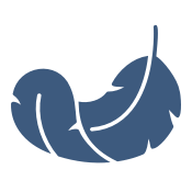 Blue feather illustration on a transparent background.
