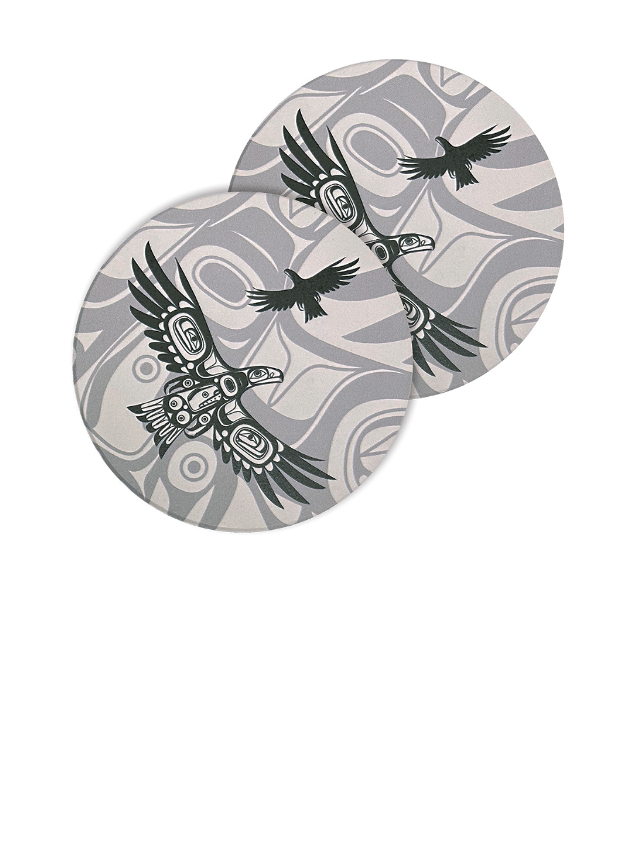 Soaring Eagle Ceramic Coasters by Corey Bulpitt, Haida