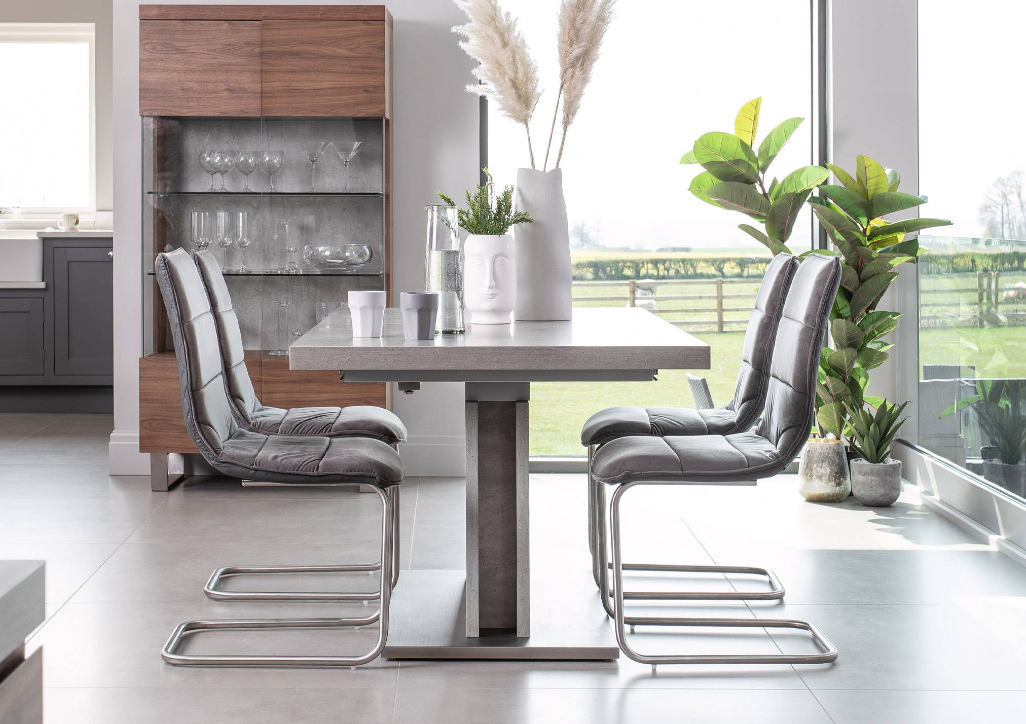 Morwell Industrial Concrete Style Top Dining Tables