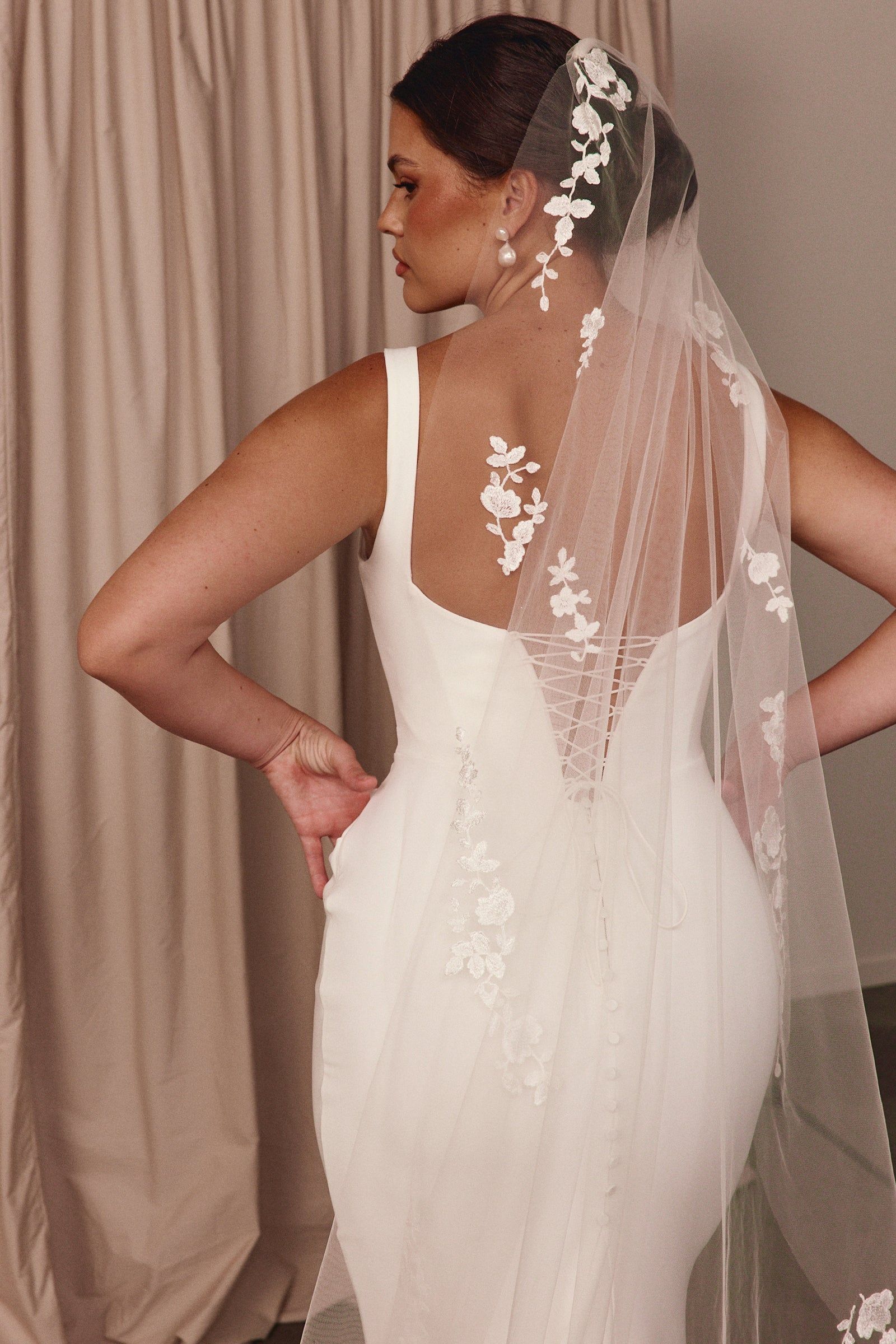 Embroidered floral veil