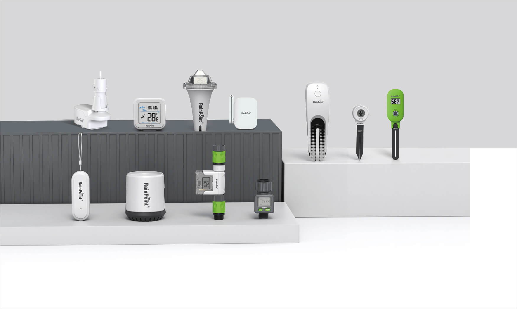 Various modern electronic devices displayed on shelves.