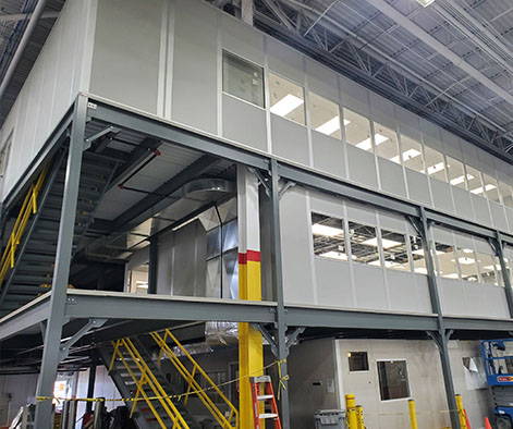 Completed Cogan two-story mezzanine installed by The Safety Source in Detroit, MI.