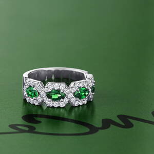 chance modern pave emerald ring