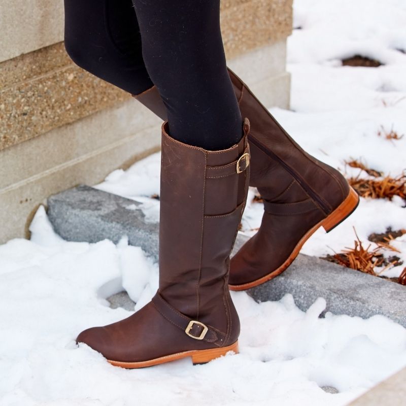 Women's size 12 extended size boot in dark brown leather — The Reina by Adelante.