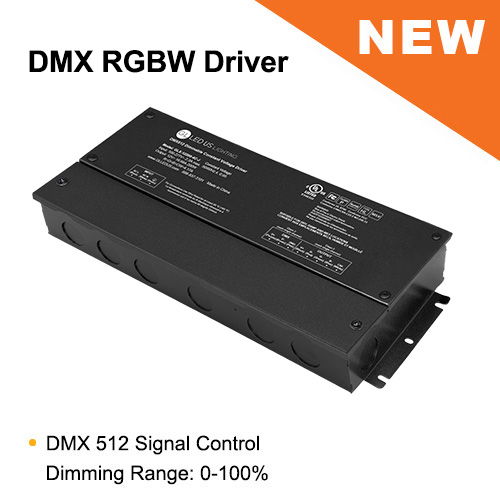 DMX Color Changing and Dimming RGBW Constant Voltage LED Driver with DMX512 signal control and 0–100% dimming