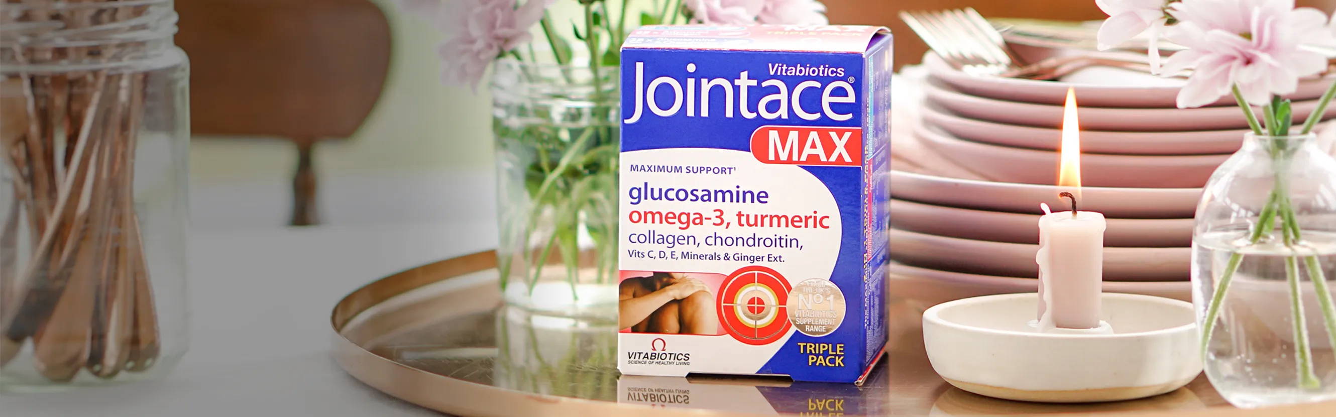  When you’re living your life to its fullest, choose the most comprehensive level of support in the entire Jointace range. Jointace Max gives you all the benefits of Jointace with the added advantage of collagen, Turmeric and super-strength Omega-3. 