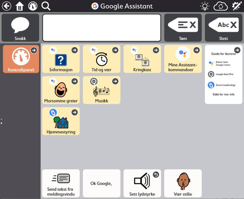 Tobii Dynavox TD Snap med Google Assistant-verktøy
