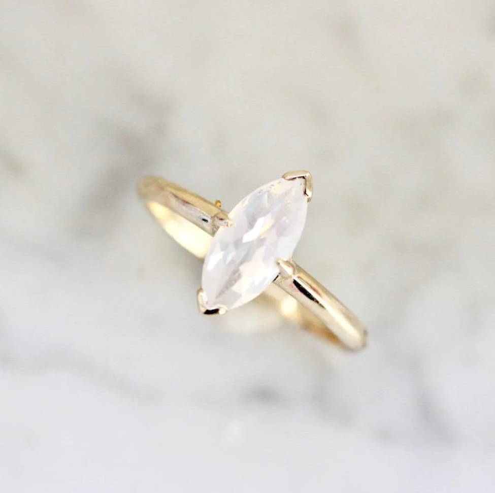 marquise cut white diamond ring