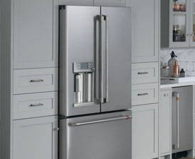 Café Keurig Refrigerator in grey kitchen