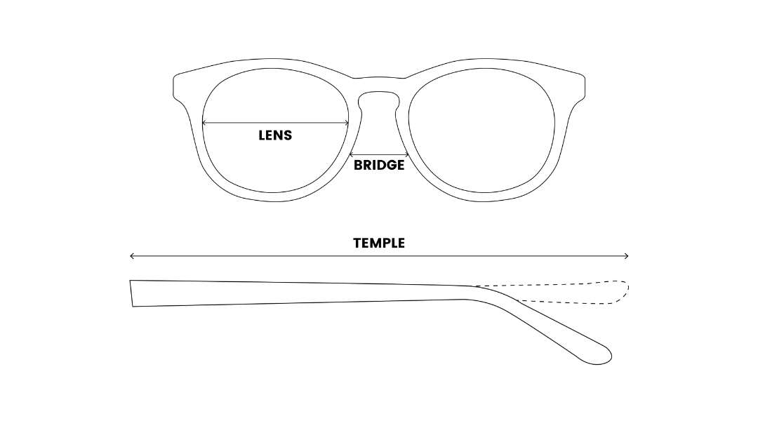 How to choose oversized sunglasses for big heads - Glasses Lens, Bridge and Temple Measurements Guide
