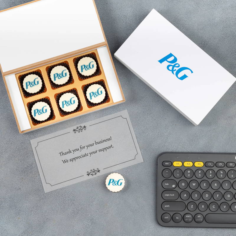 6-piece custom logo corporate chocolate gift box