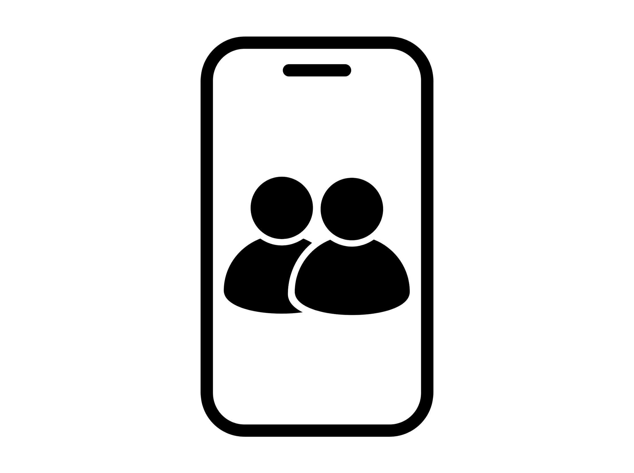 Icon of a smartphone displaying two user silhouettes.