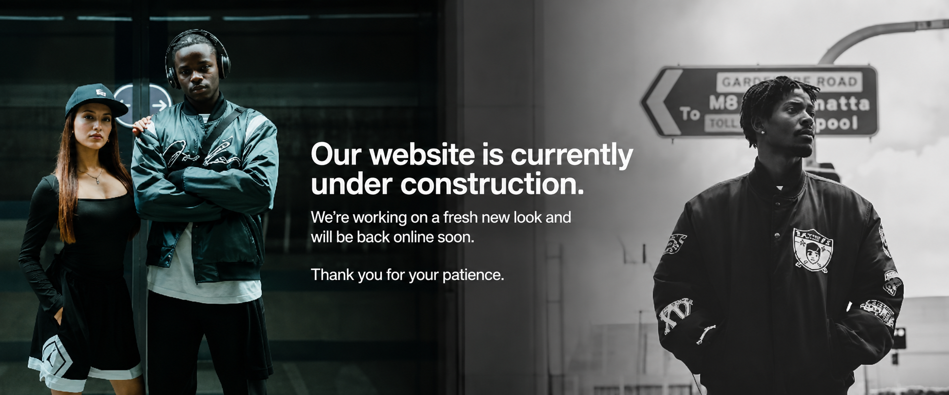 Two people posing with text about website construction.