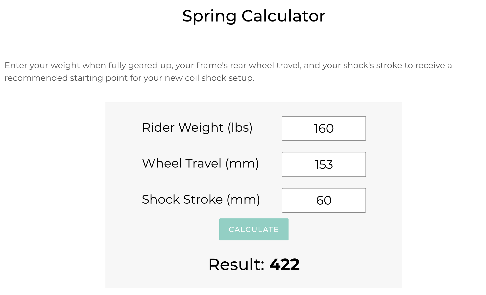 mtb spring rate calculator for rear shocks