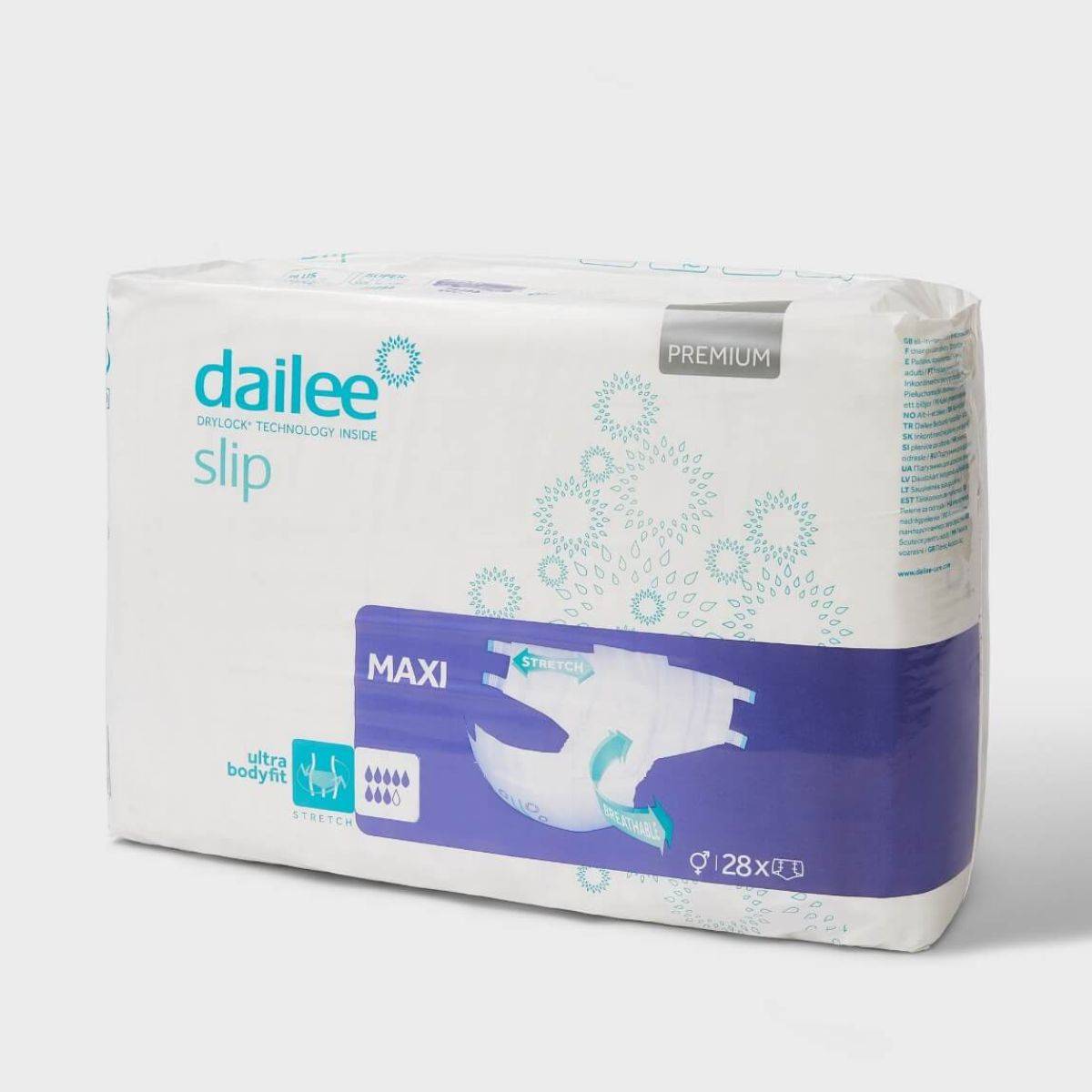 A package of Dailee Maxi Slip for incontinence