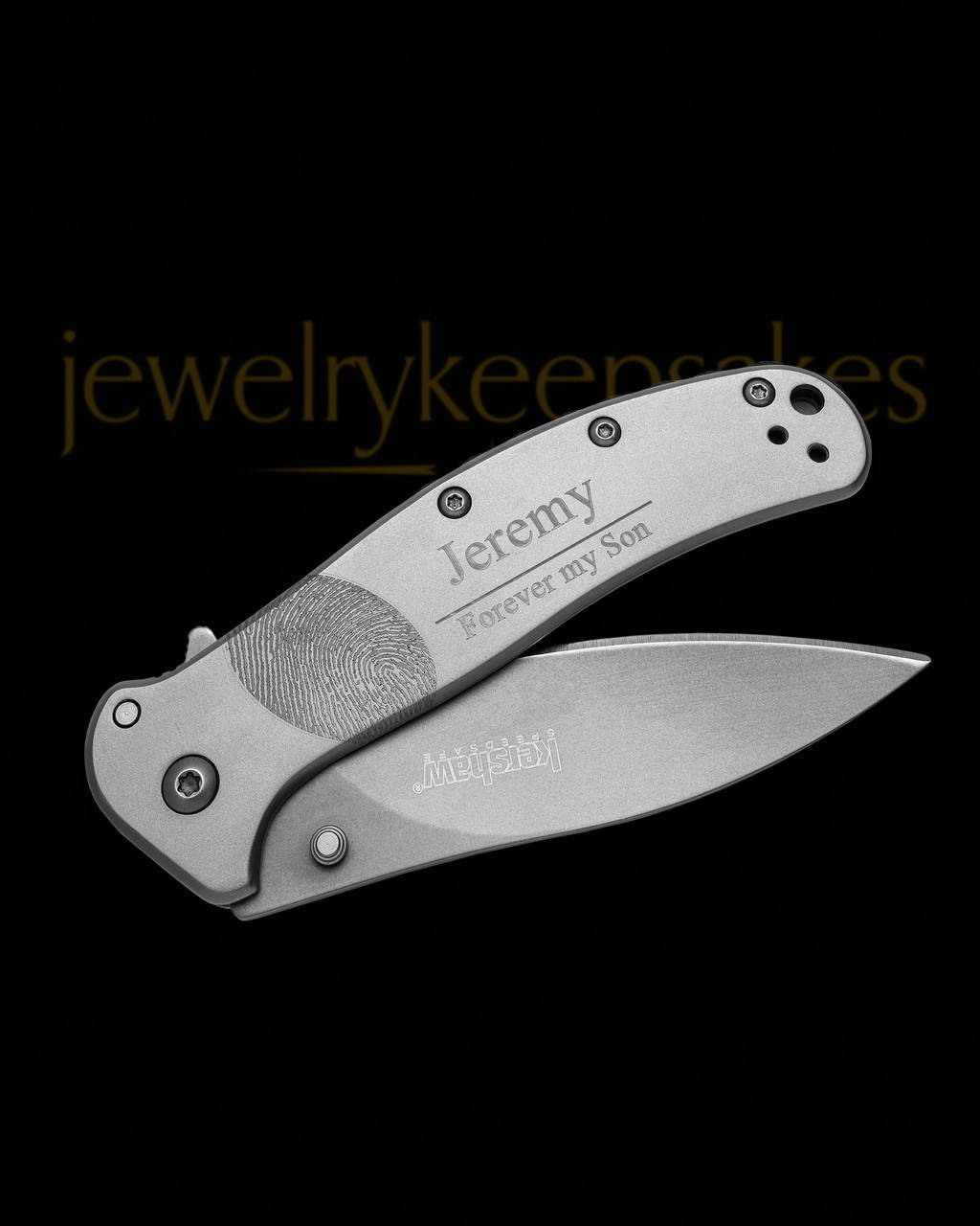 Forever With Me Stainless Thumbprint Kershaw Knife