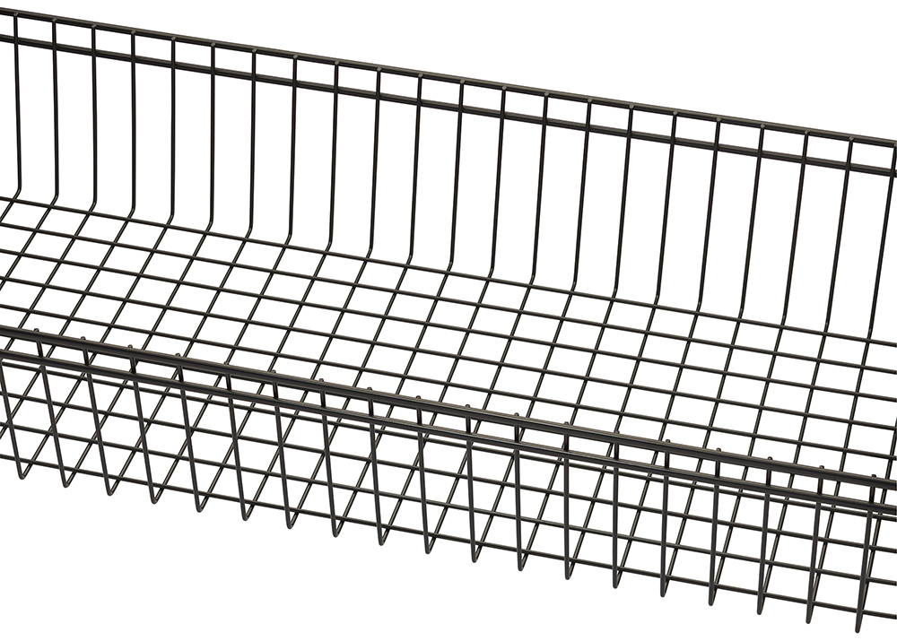 A close up of the wire shelving basket