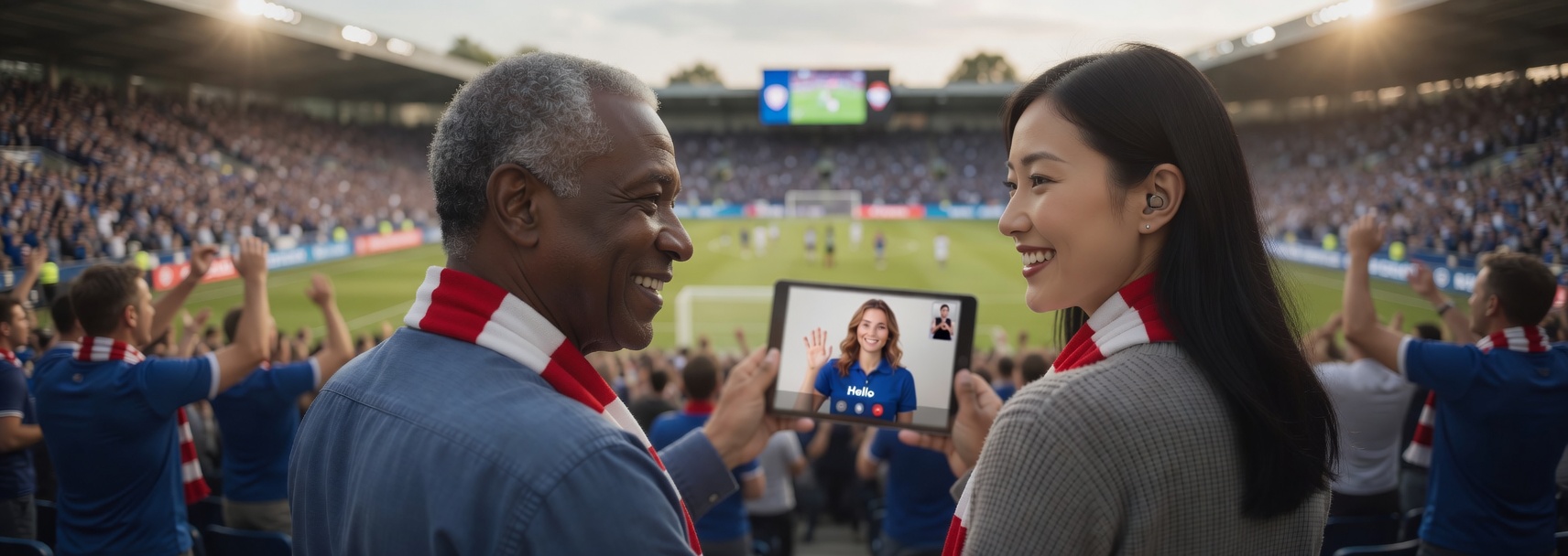 WiFi listening accesibility for large venues image of tablet with text translation