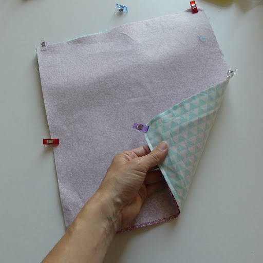 pin or clip together, sew all around