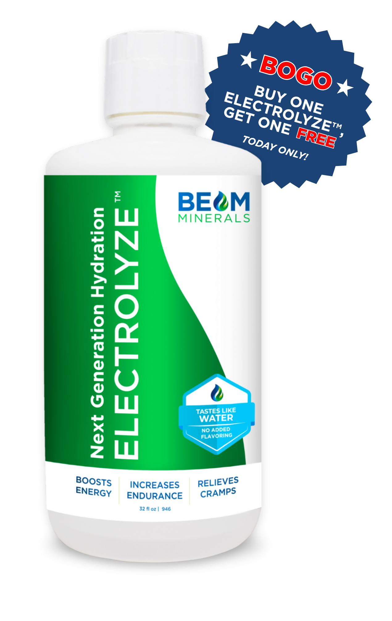 Bottle of electrolyte drink with promotional offer.
