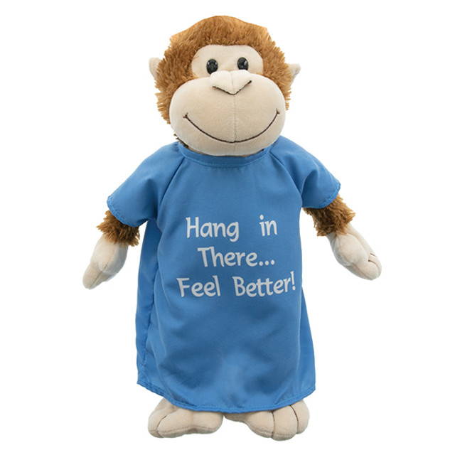 Hang in There Plush Monkey in Hospital Gown