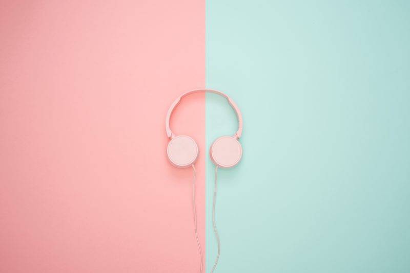 Pink And Blue Headphones