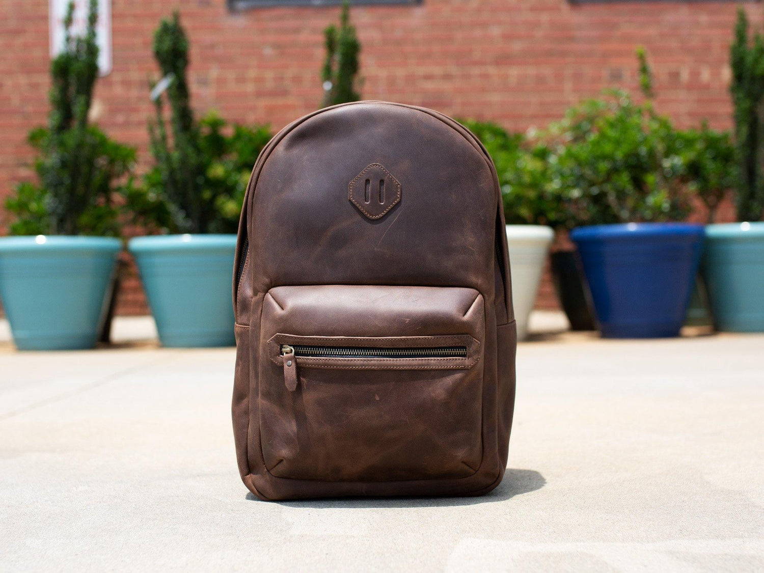 BROWN LEATHER BACKPACK - CITY