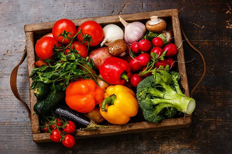 Image Of Vegetables In Wooden Draw