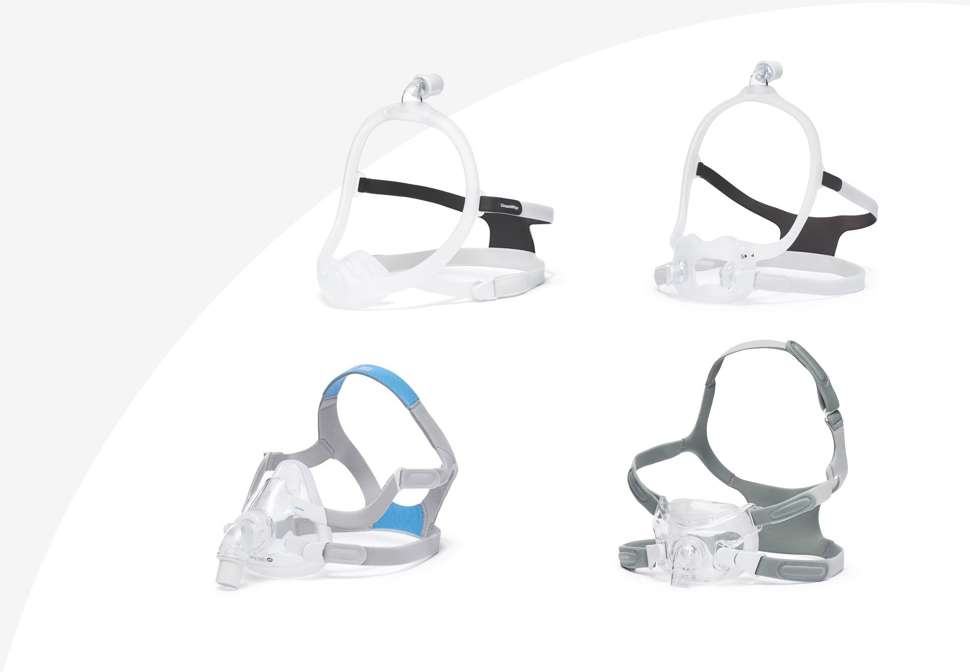 CPAP masks in different colours, brands, shapes and sizes that can help you with your sleep apnoea symptoms