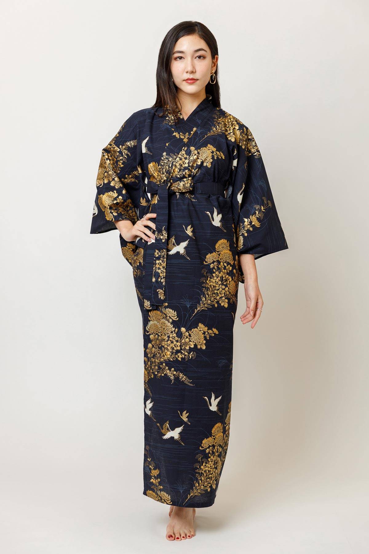 Yukata L Cream Luxury Japanese Mens Summer Kimono